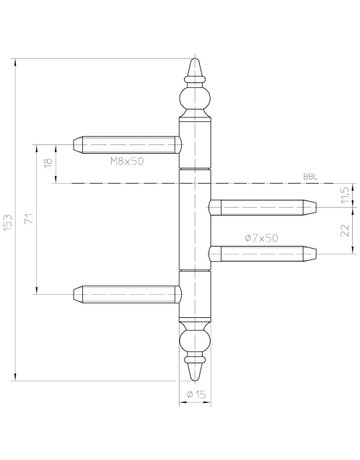 Bild Einbohrband VARIANT V 4426 WF ZK 3tlg.,15mm poliert verchromt - SIMONSWERK-2
