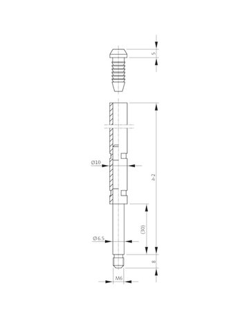 Bild Treibriegelstange B 9006 mit Gleitstopfen,Ø10x1.500mm,vz,M6 - BKS-2