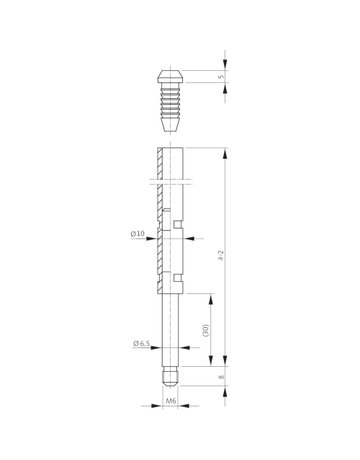 Bild Treibriegelstange B 9006 mit Gleitstopfen,Ø10x1.500mm,vz,M6 - BKS-1