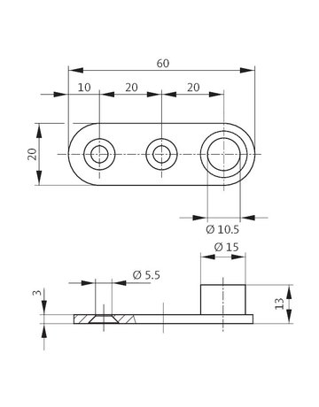 Bild Führung B 9019 für Rundstange,60x20mm vz - BKS-1