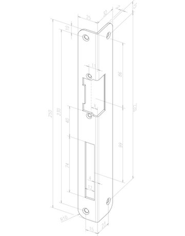 Bild Winkelschließblech 324 DR,25x250x32 rd,silberfarben - effeff-1