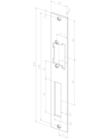 Bild Fluchttüröffner, 12V DC, DIN Links-Rechts 332.208, mit für Schließblech, 34x250, edelstahl - effeff-2
