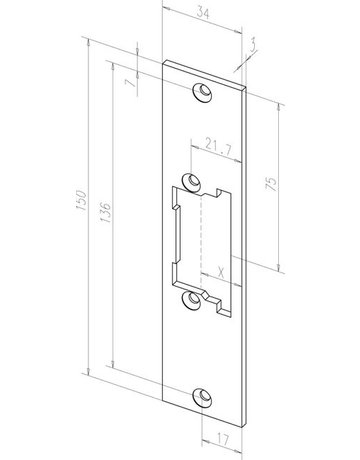 Bild Fluchttüröffner 332.208, mit Flachschließblech, 34x150mm, 12V DC - effeff-2