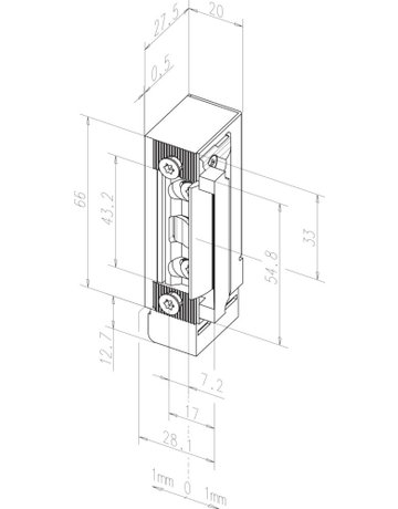 Bild Fluchttüröffner, 24V DC, DIN Links-Rechts 332.208, mit Lappenschließblech, 25x180, ER - effeff-1