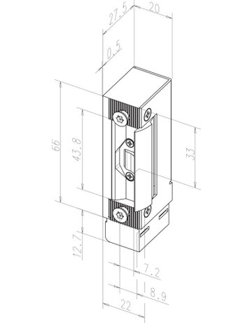 Bild Fluchttüröffner 332.80F, mit Flachschließblech, 24x130mm, 12V DC - effeff-1