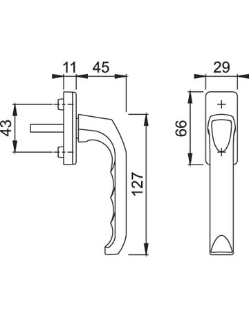 Bild Drehkipp-Fenstergriff, London 013/U34, mit eckiger Rosette, Vierkant 7x 35, stahlfarbig eloxiert - HOPPE-1