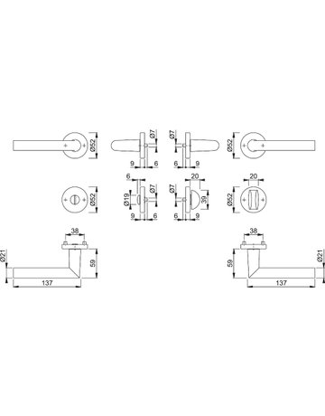 Bild Drücker-Rosettengarnitur Amsterdam WC 8 mm 1400/42KV/42KVS Alu F1 - HOPPE-1