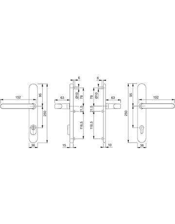 Bild HOPPE Sicherheits-Drückergarnitur Luxembourg 1500/3359ZA/3357N, Langschild oval, 15mm, ES 1, mit Zylinderabdeckung, Profilzylinder gelocht, Entfernung 92mm, Vierkant 8mm, Türstärke 67-72mm, verkehrsweiß beschichtet-1