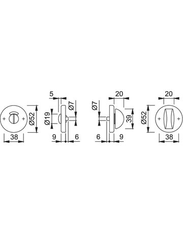 Bild Schlüsselrosettenpaar 42KVS rund,WC/SS, 9mm,TS 37-42,F9 - HOPPE-1