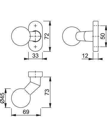 Bild PT-Knopf auf Rosette 50G/55 FEST2, F1 - HOPPE-1