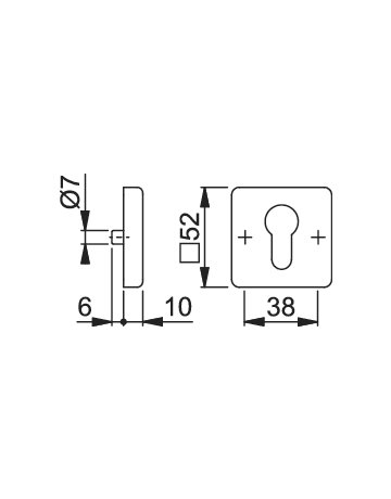 Bild Schlüsselrosette 52S eckig,PZ, 9mm,F9 - HOPPE-1