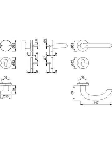Bild Wechselgarnitur Rosette58/42KV/42KVS/1138GRT F1 8 PZ - HOPPE-1