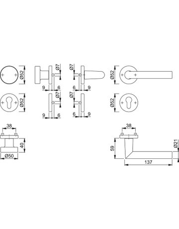 Bild Wechsel-Rosettengarnitur Amsterdam PZ 8 mm 58/42KV/42KVS/1400 Alu F1 - HOPPE-1