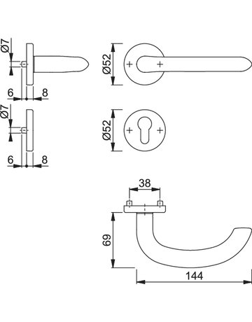 Bild Garnitur RosetteE1138Z/42KV/42KVSGRT-SST F69 8 PZ - HOPPE-1