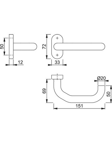 Bild HOPPE Halbgarnitur Paris E138GF/55, ohne Schlüsselrosette, Vierkant 8mm, DIN Links-Rechts, Befestigungstechnik ohne Stütznocken, grau, edelstahl matt-SecuSan-1