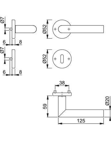 Bild Drücker-Rosettengarnitur Amsterdam BB 8 mm E1400Z/42KV/42KVS ER F69 - HOPPE-1