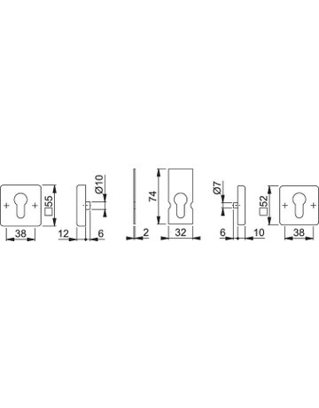 Bild Schutzrosette E52NSA/52S eck,12mm,ES1/PZ,F69,TS57-62 - HOPPE-1