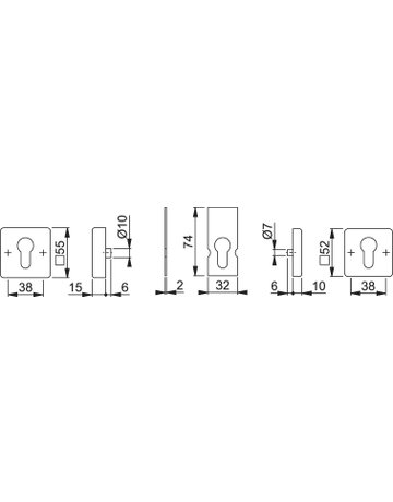 Bild Schutzrosette E52NSB/52S eck,15mm,ES1/PZ,F69,TS57-62 - HOPPE-1