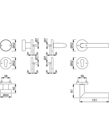 Bild Wechselgarnitur RosetteE58/42KV/42KVS/1140ZGRT-F69 8 P - HOPPE-1