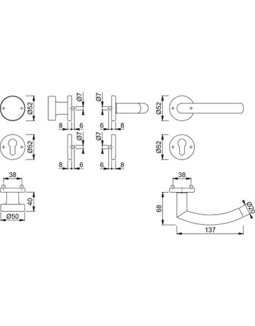 Bild Wechselgarnitur RosetteE58/42KV/42KVS/1430Z F69 R/L8PZ - HOPPE-1