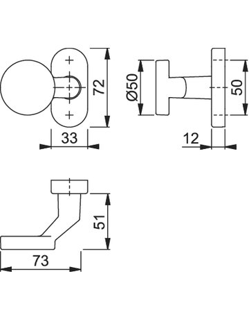 Bild HOPPE Halbgarnitur E58G/55, ohne Schlüsselrosette, Vierkant 8mm, DIN Links-Rechts, Befestigungstechnik ohne Stütznocken, grau, edelstahl matt-1