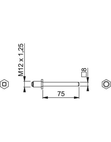 Bild Profil-Wechselvollstift FDW 8x75mm mit Gewinderolle M12 x 1,25 verzinkt - HOPPE-1