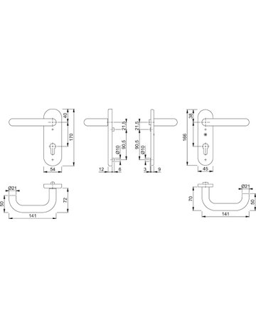 Bild HOPPE Sicherheits-Drückergarnitur Paris FS-138F/3331K/353K-1, Kurzschild oval, 12mm, ES 1, ohne Zylinderabdeckung, Profilzylinder gelocht, Entfernung 72mm, Vierkant 9mm, Türstärke 42-47mm, naturfarben eloxiert-1