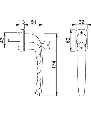 Bild Fenstergriff PSK-0810S/U10 100NM abschliessbar ,eck,7/35,F1 - HOPPE-1