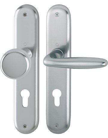 Bild HOPPE Wechselgarnitur Verona 53/273P/1510, Langschild, oval, Profilzylinder gelocht, Entfernung 72mm, Vierkant 8mm, Türstärke 35 - 45mm, Befestigungstechnik ohne Stütznocken, grau, stahlfarbig, eloxiert-0
