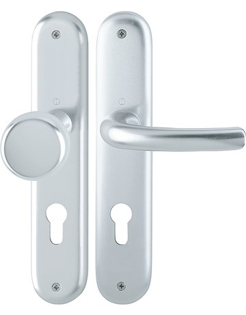 Bild HOPPE Wechselgarnitur Tôkyô 53/273P/1710, Langschild, oval, Profilzylinder gelocht, Entfernung 72mm, Vierkant 8mm, Türstärke 37 - 47mm, Befestigungstechnik ohne Stütznocken, silber, naturfarben, eloxiert-0