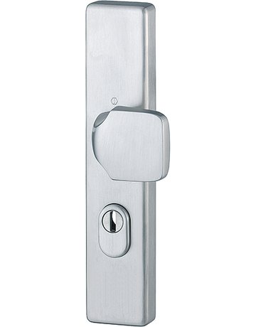 Bild HOPPE Sicherheits-Halbgarnitur E61G/2222ZA, Langschild eckig, 15mm, ES 1, mit Zylinderabdeckung, Profilzylinder gelocht, Entfernung 72mm, Vierkant 8mm, Türstärke 37-42mm, edelstahl matt-0