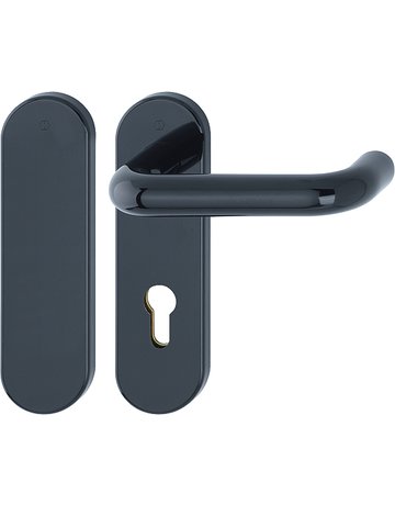 Bild HOPPE Standflügelgarnitur Paris FS-K138/353K, Kurzschild, oval, Blind/Profilzylinder gelocht, Entfernung 72mm, Vierkant 9mm, Türstärke 40 - 65mm, Befestigungstechnik mit Stütznocken, schwarz, tiefschwarz, beschichtet-0