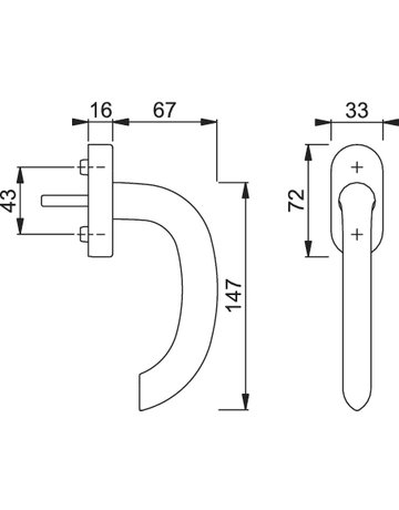 Bild Drehkipp-Fenstergriff, Marseille 0138/US956, mit ovaler Rosette, Vierkant 7x 32-42, naturfarbig eloxiert - HOPPE-1