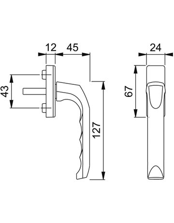 Bild Drehkipp-Fenstergriff, London 013/U14K, mit eckiger Rosette, Vierkant 7x 32, verkehrsweiß beschichtet - HOPPE-1