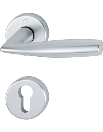 Bild HOPPE Drückergarnitur Vitória 1515/42KV/42KVS, Rosette, Profilzylinder gelocht, Vierkant 8mm, DIN Links-Rechts, TS 37 - 42mm, Befestigungstechnik mit Stütznocken, silber, naturfarben, eloxiert-0