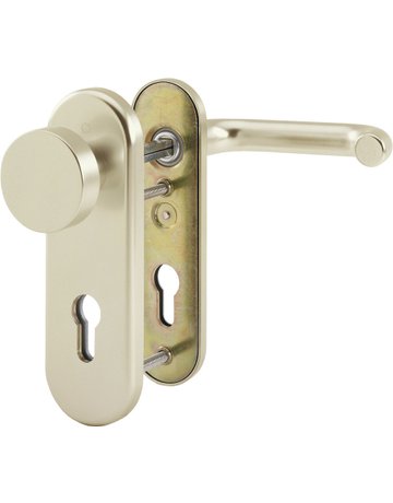 Bild HOPPE Sicherheits-Wechselgarnitur Paris 58/3331K/353K-1/138L, Kurzschild oval, 12mm, ES 1, ohne Zylinderabdeckung, Profilzylinder gelocht, Entfernung 72mm, Vierkant 8mm, Türstärke 37-42mm, neusilberfarben eloxiert-0