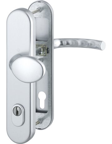 Bild HOPPE Sicherheits-Wechselgarnitur Tôkyô 76G/3332ZA/3410/1710, Langschild oval, 15mm, ES 1, mit Zylinderabdeckung, Profilzylinder gelocht, Entfernung 92mm, Vierkant 10mm, Türstärke 66-71mm, naturfarben eloxiert-0