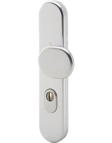 Bild HOPPE Sicherheits-Halbgarnitur 86G/3332ZA, Langschild oval, 15mm, ES 1, mit Zylinderabdeckung, Profilzylinder gelocht, Entfernung 92mm, Vierkant 10mm, Türstärke 67-72mm, naturfarben eloxiert-0