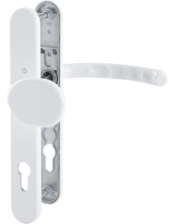 Bild HOPPE Wechselgarnitur Luxembourg 86G/3357N/1500, Langschild, oval, Profilzylinder gelocht, Entfernung 92mm, Vierkant 8mm, Türstärke 67 - 72mm, Befestigungstechnik mit Stütznocken, weiß, verkehrsweiß, beschichtet-0