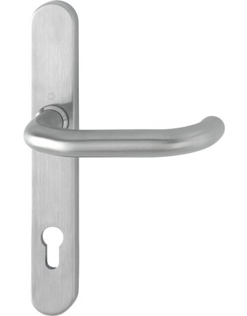Bild HOPPE Halbgarnitur Paris E138GF/3357SN, Langschild, oval, Profilzylinder gelocht, Entfernung 92mm, Vierkant 8mm, Befestigungstechnik ohne Stütznocken, grau, edelstahl matt, CORE-0