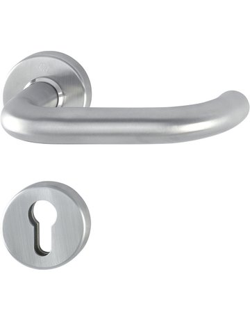 Bild HOPPE Halbgarnitur Paris E138Z/42/42S, Rosette, Profilzylinder gelocht, Vierkant 8mm, DIN Links-Rechts, Befestigungstechnik mit Stütznocken, grau, edelstahl matt-0