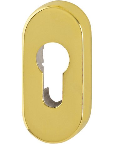 Bild HOPPE Schlüsselrosette E55S, außen/innen, oval, ohne Stütznocken, Profilzylinder gelocht, 8mm, messingfarben poliert-Resista®-0