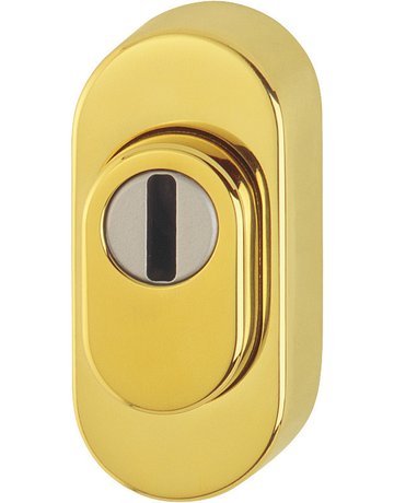 Bild HOPPE Schutzrosette E55S-ZA, oval, 16mm, mit Zylinderabdeckung/Profilzylinder gelocht, messingfarben poliert-Resista®, ohne Stütznocken-0