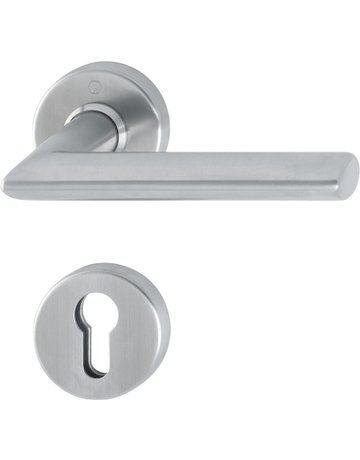Bild HOPPE Halbgarnitur Stockholm E1140Z/42/42S, Rosette, Profilzylinder gelocht, Vierkant 8mm, DIN Links-Rechts, Befestigungstechnik mit Stütznocken, grau, edelstahl matt-0