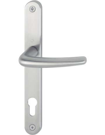 Bild HOPPE Halbgarnitur Denver E1310Z/3346SN, Langschild, oval, Profilzylinder gelocht, Entfernung 92mm, Vierkant 8mm, Befestigungstechnik ohne Stütznocken, grau, edelstahl matt-0