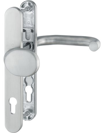 Bild HOPPE Wechselgarnitur Paris RD-E86G/3357N/138GF, Langschild, oval, Profilzylinder gelocht, Entfernung 92mm, Vierkant 9mm, Türstärke 67 - 72mm, Befestigungstechnik mit Stütznocken, grau, edelstahl matt-0