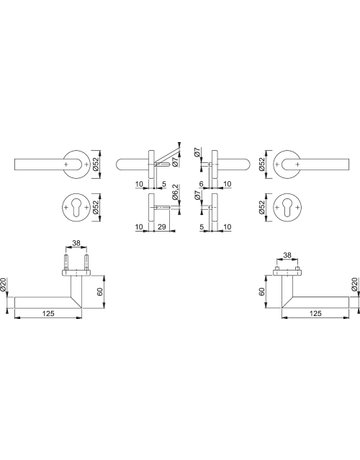 Bild HOPPE Drückergarnitur Amsterdam FS-E1400/42H/42HS, Rosette, Profilzylinder gelocht, Vierkant 9mm, DIN Links-Rechts, TS 40 - 65mm, Befestigungstechnik mit Stütznocken, grau, edelstahl matt-SecuSan-1