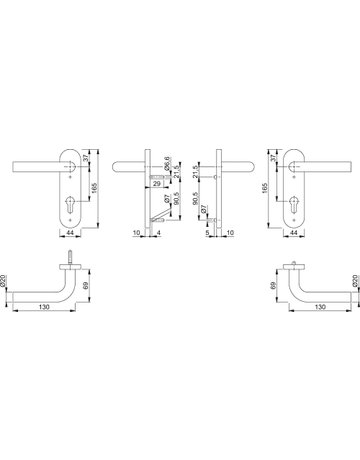 Bild HOPPE Drückergarnitur Bonn FS-E150/353KH, Kurzschild, oval, Profilzylinder gelocht, Entfernung 72mm, Vierkant 9mm, Türstärke 40 - 65mm, Befestigungstechnik mit Stütznocken, grau, edelstahl matt-1