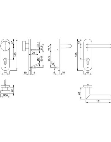 Bild HOPPE Wechselgarnitur Stockholm FS-E58/353KH/1140, Kurzschild, oval, Profilzylinder gelocht, Entfernung 72mm, Vierkant 9mm, Türstärke 40 - 65mm, Befestigungstechnik mit Stütznocken, grau, edelstahl matt-1