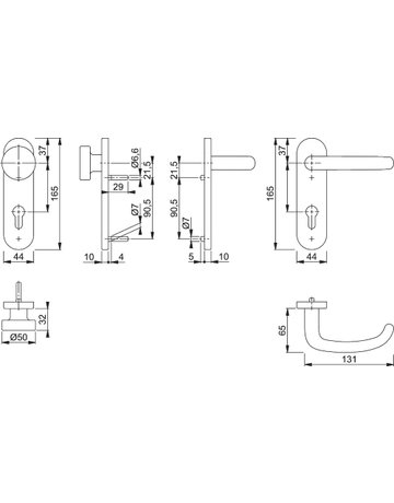 Bild HOPPE Wechselgarnitur San Francisco FS-E58/353KH/1301, Kurzschild, oval, Profilzylinder gelocht, Entfernung 72mm, Vierkant 9mm, Türstärke 40 - 65mm, Befestigungstechnik mit Stütznocken, grau, edelstahl matt-1